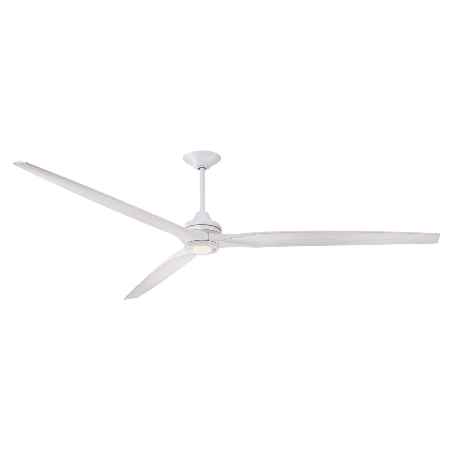 Fanimation Spitfire DC Custom 96in Downrod Ceiling Fan | Matte White and White Washed Buttonwood | Covered Patio & Great | Model FPD6721BMW-96WW-LK
