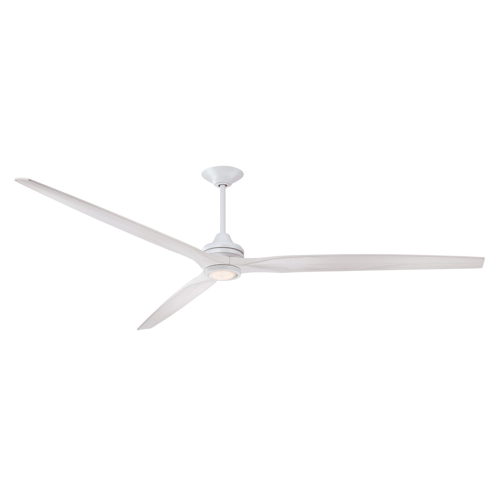Fanimation Spitfire DC Custom 96in Downrod Ceiling Fan | Matte White and White Washed Buttonwood | Covered Patio & Great | Model FPD6721BMW-96WW-LK