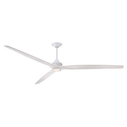 Fanimation Spitfire DC Custom 96in Downrod Ceiling Fan | Matte White and White Washed Buttonwood | Covered Patio & Great | Model FPD6721BMW-96WW-LK