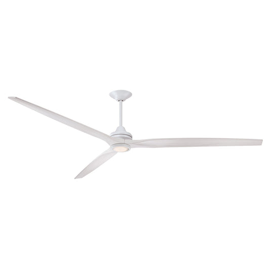 Fanimation Spitfire DC Custom 96in Downrod Ceiling Fan | Matte White and White Washed Buttonwood | Covered Patio & Great | Model FPD6721BMW-96WW-LK