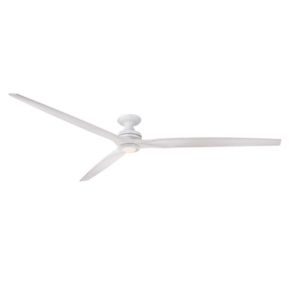 Fanimation Spitfire DC Custom 96in Flush Ceiling Fan with Light | Matte White and White Washed Buttonwood | Covered | Model FPD6721BMW-96WW-LK-F