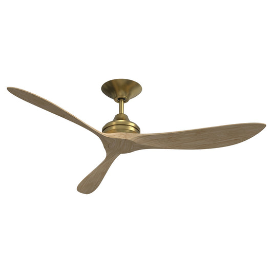Fanimation Aviara 60in 3-Blade Smart Ceiling Fan with LED Light | Satin Brass and Natural Buttonwood Blades | Covered Patio & Living Room | 8008 CFM | Model FPD6725BSN