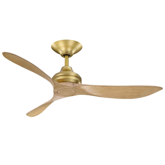 Fanimation Aviara Coastal 52in Smart Ceiling Fan | Marine Grade Satin Brass Finish and Natural Composite Blades | Covered Patio & Outdoor Living | Model FPD6727BSMNM