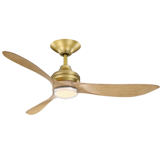 Fanimation Aviara Coastal 52in 1-Light Ceiling Fan | Coastal Brushed Satin Brass and Natural Composite Blades | Patio | Model FPD6727BSMNM-DWLK