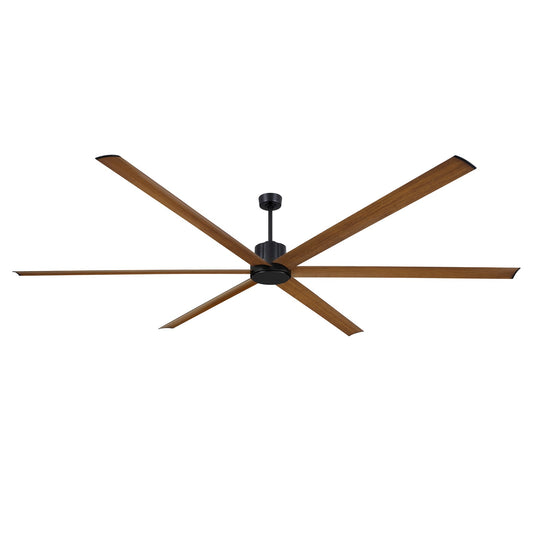 Fanimation Pendry Max 120in 6-Blade Ceiling Fan | Modern Black Finish and Koa Aluminum Blades | Great Rooms & Covered Patios | 120 x 120 x 21.76 in | Model FPD6763BLK