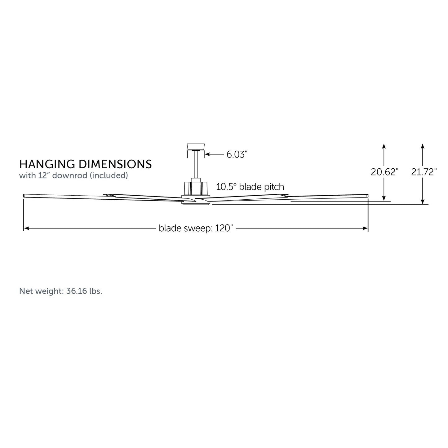 Fanimation Pendry Max 120in 6-Light Ceiling Fan | Contemporary Black and Koa Aluminum Blades | Great Room & Covered Patio | Model FPD6763BLK-LK