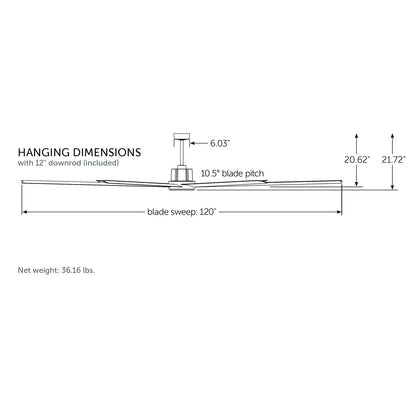 Fanimation Pendry Max 120in 6-Light Ceiling Fan | Contemporary Black and Koa Aluminum Blades | Great Room & Covered Patio | Model FPD6763BLK-LK