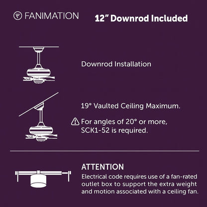 Fanimation Pendry Max 120in 6-Light Ceiling Fan | Contemporary Black and Koa Aluminum Blades | Great Room & Covered Patio | Model FPD6763BLK-LK