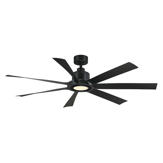 Fanimation Breece 60in 7-Blade Ceiling Fan | Black and Opal Frosted Glass | Living Room & Covered Patio | 60 x 60 x 13 in | Model FPD6860BL