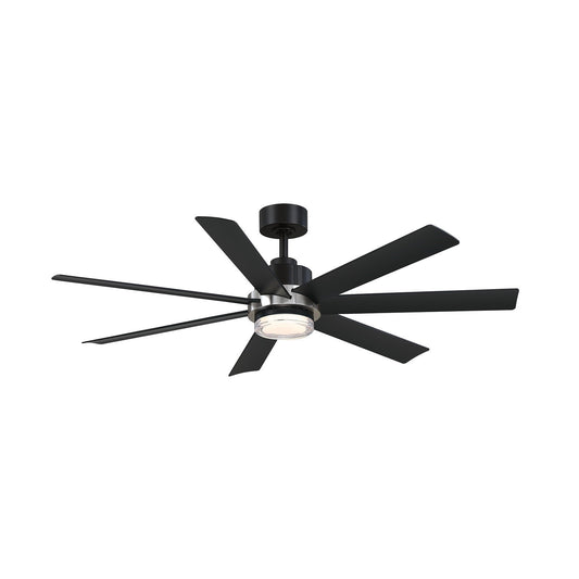 Fanimation Pendry 56in 1-Light Smart Ceiling Fan | Contemporary Black and Brushed Nickel with Black Composite Blades | Bedroom | Model FPD6865BLBN-LK