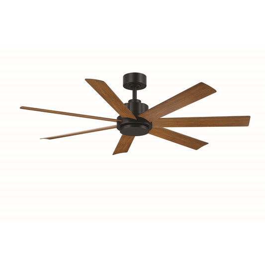 Fanimation Pendry 56in 7-Blade Ceiling Fan | Modern Black Finish and Koa Composite Blades | Covered Patio & Indoor Living | 56 x 56 x 14.57 in | Model FPD6865BLKW