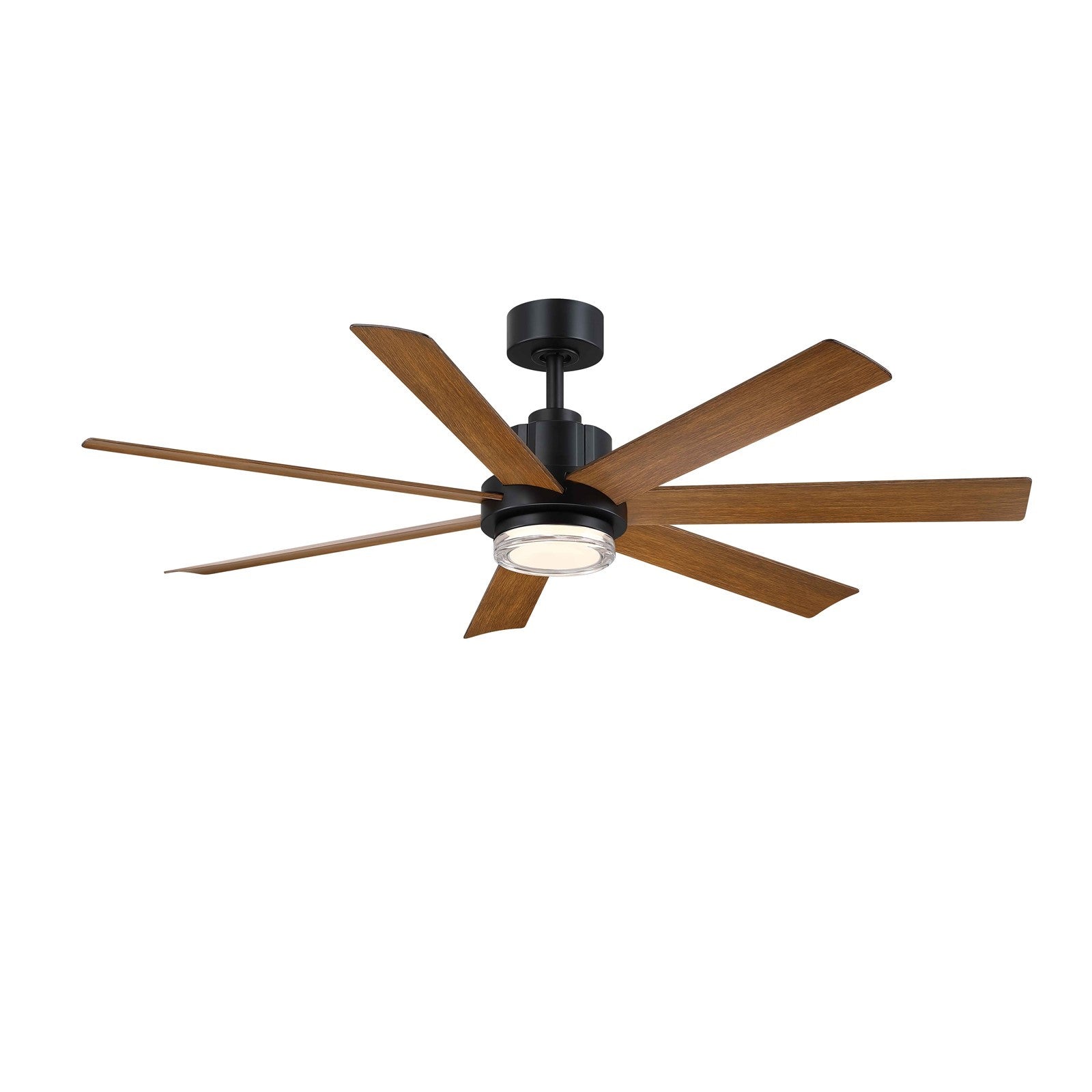 Fanimation Pendry 56in 1-Light Smart Ceiling Fan | Contemporary Black and Koa Composite Blades | Bedroom & Covered Patio | Model FPD6865BLKW-LK