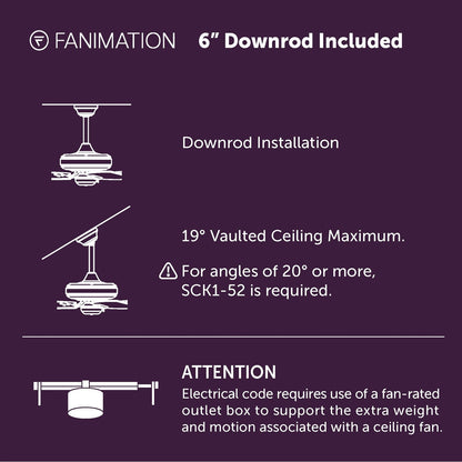 Fanimation Pendry 56in 1-Light Smart Ceiling Fan | Contemporary Black and Koa Composite Blades | Bedroom & Covered Patio | Model FPD6865BLKW-LK