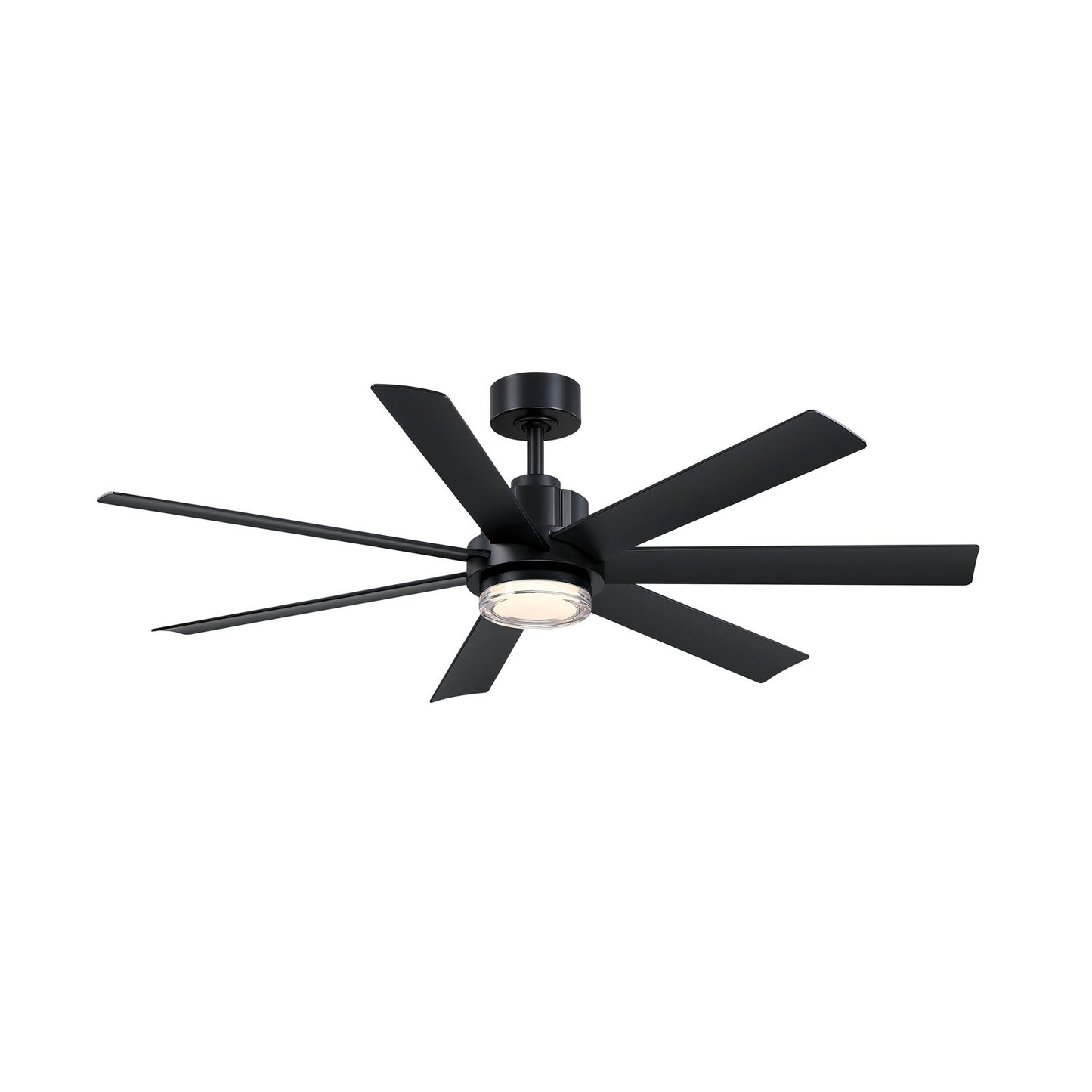 Fanimation Pendry 56in 7-Blade Smart Ceiling Fan | Contemporary Black and Black Composite Blades | Great Room & Covered Patio | Model FPD6865BLW-LK