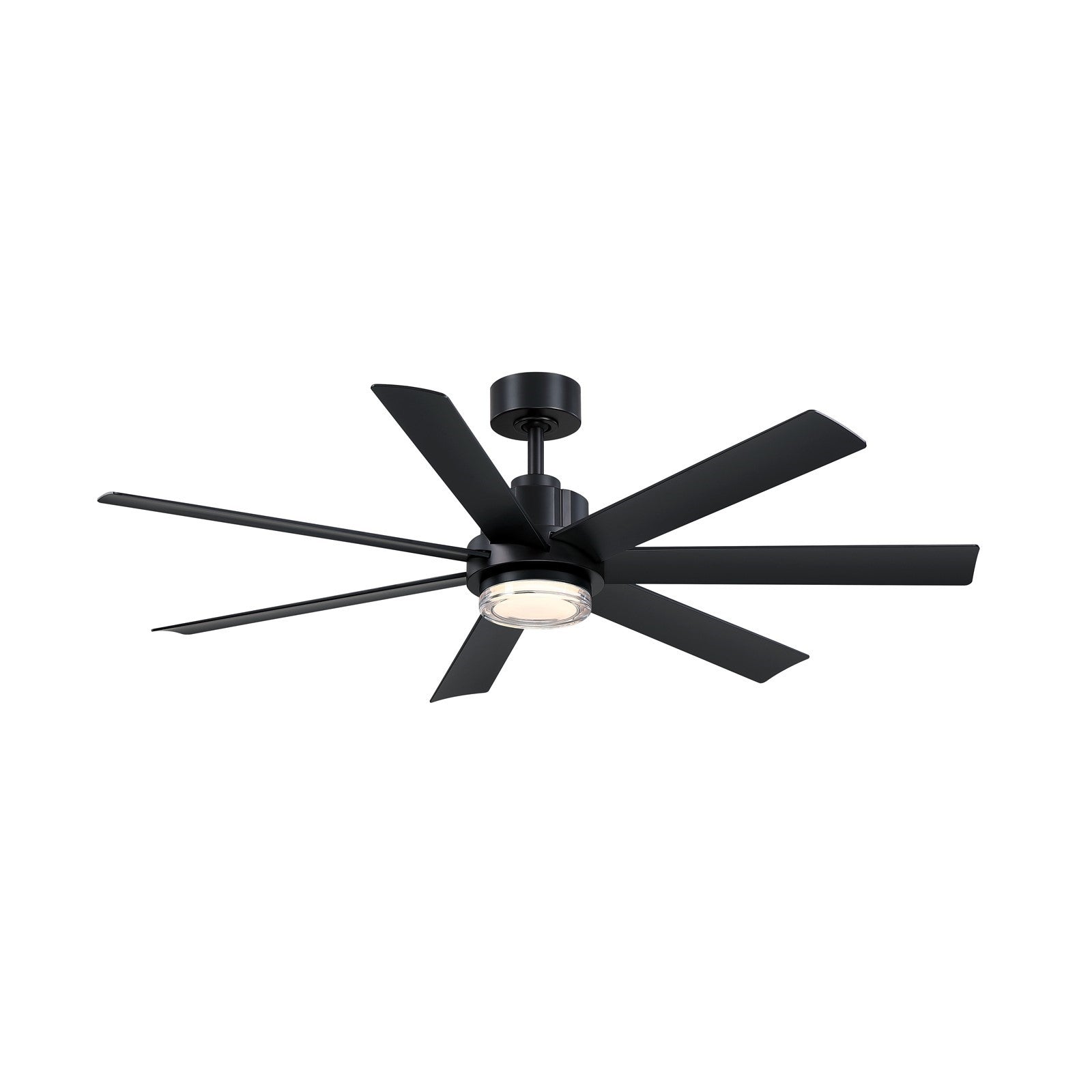 Fanimation Pendry 56in 7-Blade Smart Ceiling Fan | Contemporary Black and Black Composite Blades | Great Room & Covered Patio | Model FPD6865BLW-LK