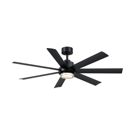 Fanimation Pendry 56in 7-Blade Smart Ceiling Fan | Contemporary Black and Black Composite Blades | Great Room & Covered Patio | Model FPD6865BLW-LK