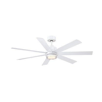 Fanimation Pendry 56in 7-Blade Smart Ceiling Fan | Contemporary Matte White and Matte White Composite Blades | Great Room | Model FPD6865MWW-LK