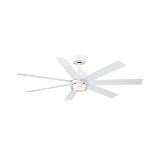Fanimation Pendry 56in 7-Blade Smart Ceiling Fan | Contemporary Matte White and Matte White Composite Blades | Great Room | Model FPD6865MWW-LK
