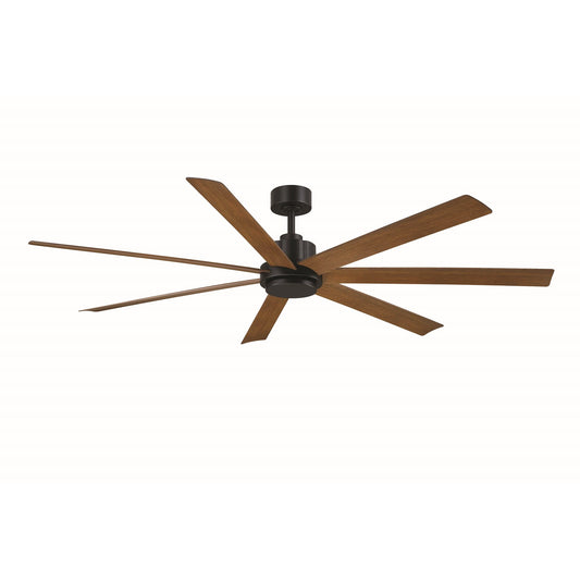 Fanimation Pendry 72in Smart Ceiling Fan | Black and Koa Composite Blades | Covered Patio & Great Room | 72 x 72 x 14.57 in, 8755 CFM | Model FPD6872BLKW