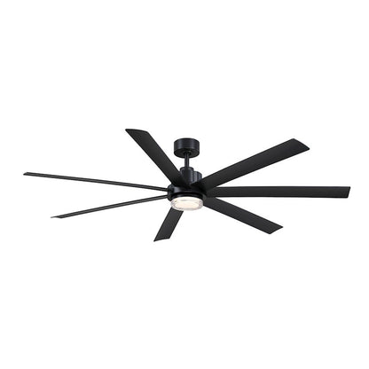 Fanimation Pendry 72in 7-Blade Ceiling Fan | Black & Opal Frosted Glass | Indoor & Outdoor Wet Rated | 72 x 72 x 14 in | Model FPD6872BLW