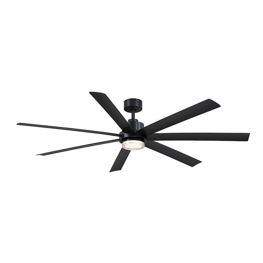 Fanimation Pendry 72in 7-Blade Ceiling Fan | Black & Opal Frosted Glass | Indoor & Outdoor Wet Rated | 72 x 72 x 14 in | Model FPD6872BLW