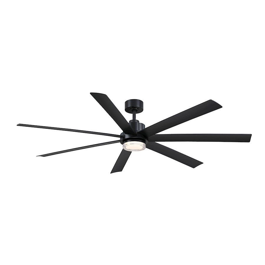 Fanimation Pendry 72in 7-Blade Ceiling Fan | Black & Opal Frosted Glass | Indoor & Outdoor Wet Rated | 72 x 72 x 14 in | Model FPD6872BLW