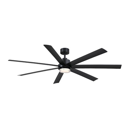 Fanimation Pendry 72in 7-Blade Ceiling Fan | Black & Opal Frosted Glass | Indoor & Outdoor Wet Rated | 72 x 72 x 14 in | Model FPD6872BLW