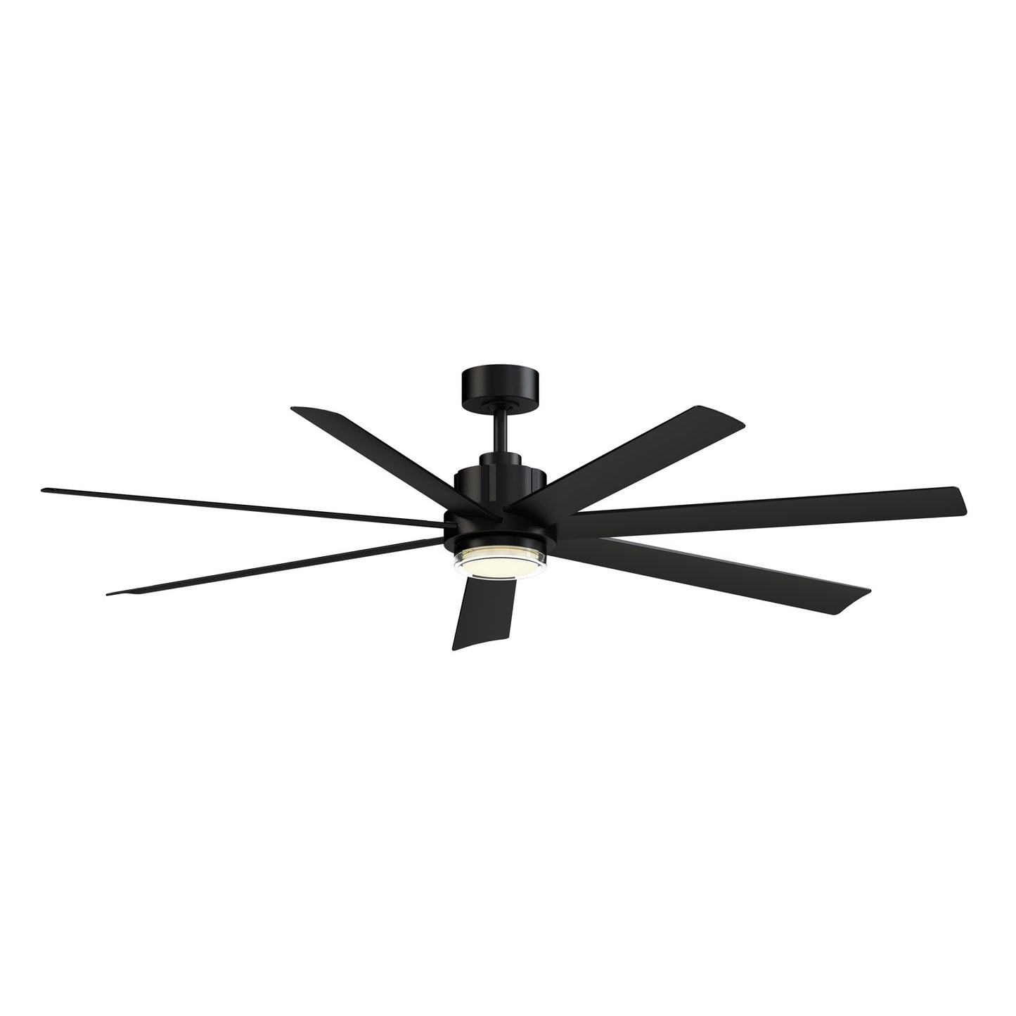 Fanimation Pendry 72in 7-Blade Smart Ceiling Fan | Contemporary Black with Black Composite Blades | Great Room & Covered Patio | Model FPD6872BLW-LK