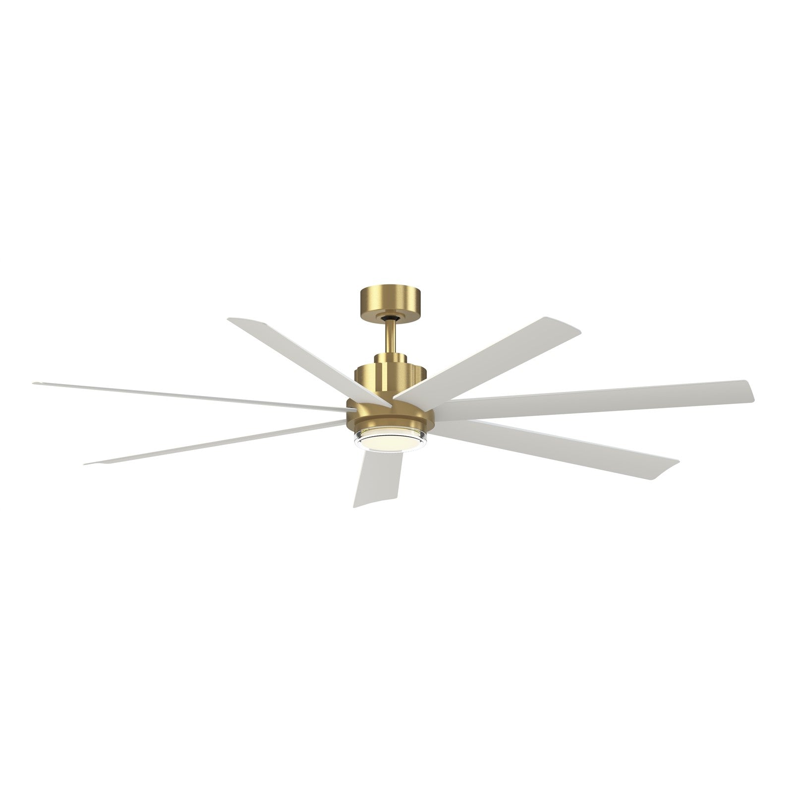 Fanimation Pendry 72in 7-Blade Smart Ceiling Fan | Contemporary Brushed Satin Brass with Matte White Composite Blades | Great | Model FPD6872BSMW-LK