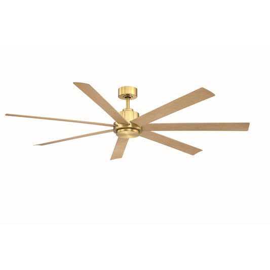 Fanimation Pendry 72in Smart Ceiling Fan | Satin Brass and Natural Composite Blades | Covered Patio & Great Room | 72 x 72 x 14.57 in, 8755 CFM | Model FPD6872BSN