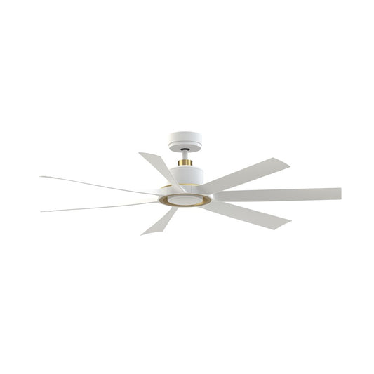 Fanimation Lenzi 60in 7-Light Ceiling Fan | Matte White and Brushed Satin Brass | Living Room & Bedroom | 60 x 60 x 13 in | Model FPD7060MWBS