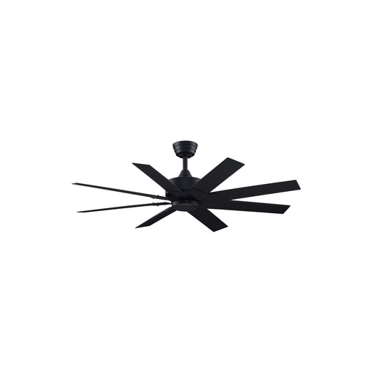 Fanimation Levon Custom 52in 8-Blade Smart Ceiling Fan | Contemporary Black and Black Composite Blades | Covered Patio | Model FPD7912BBL-52BL