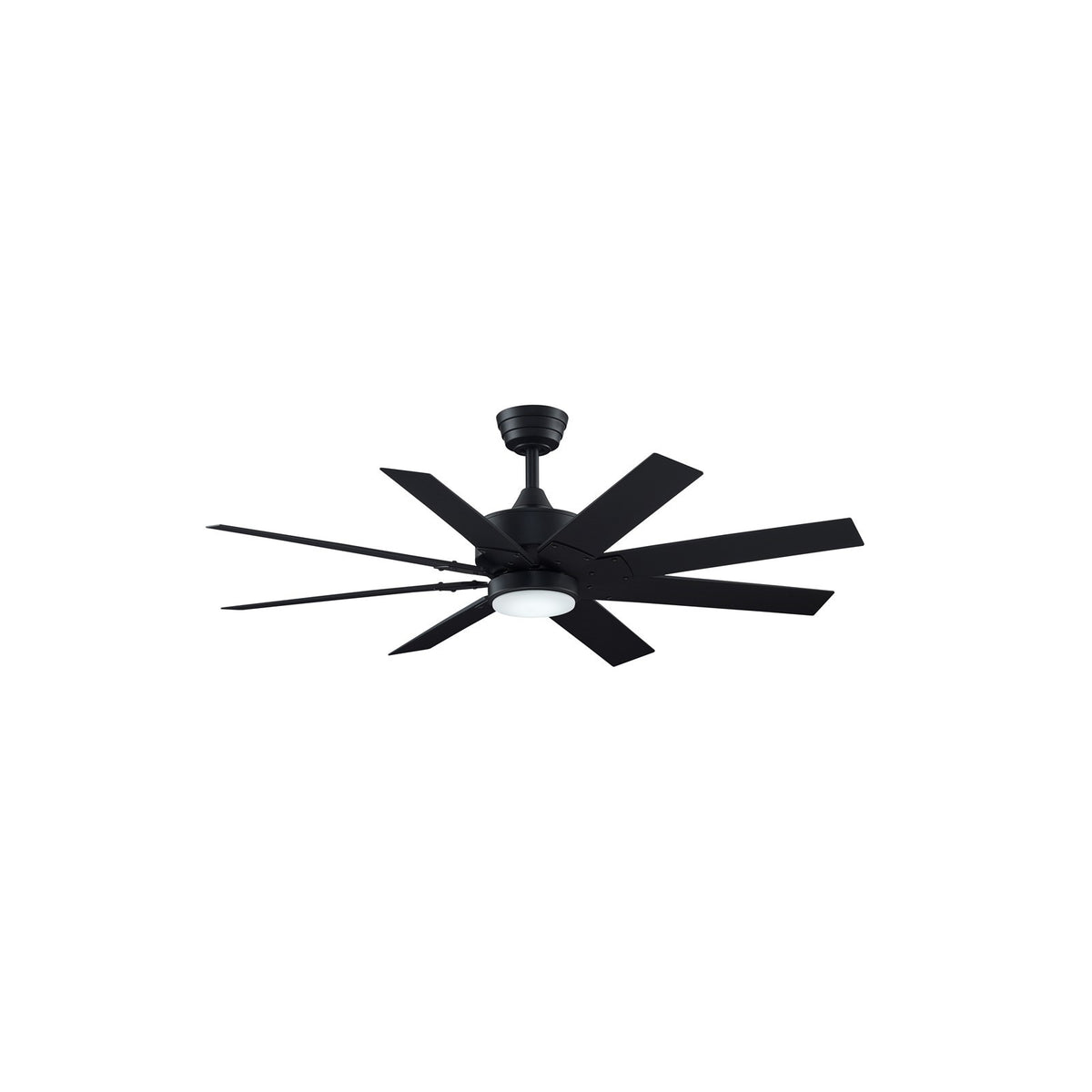 Fanimation Levon Custom 52in 8-Blade Smart Ceiling Fan | Contemporary Black and Black Composite Blades with Opal Frosted | Model FPD7912BBL-52BL-LK
