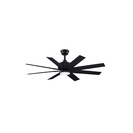 Fanimation Levon Custom 52in 8-Blade Smart Ceiling Fan | Contemporary Black and Black Composite Blades with Opal Frosted | Model FPD7912BBL-52BL-LK