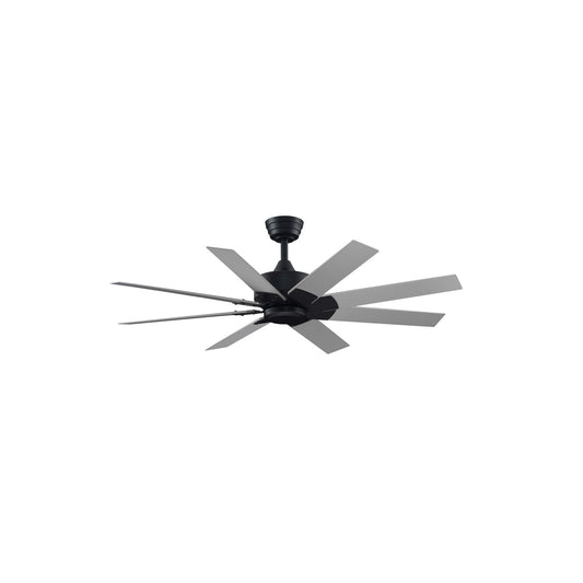 Fanimation Levon Custom 52in 8-Blade Ceiling Fan | Black and Brushed Nickel Composite | Covered Patio & Bedroom | Model FPD7912BBL-52BN