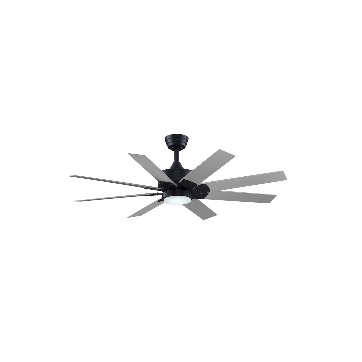 Fanimation Levon Custom 52in 8-Blade Ceiling Fan with LED Light | Black and Brushed Nickel Composite | Covered Patio | Model FPD7912BBL-52BN-LK
