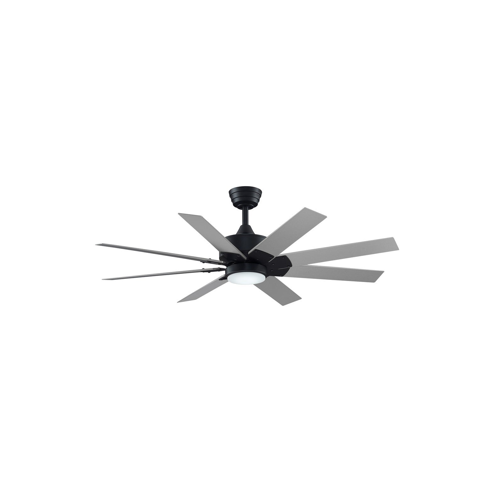 Fanimation Levon Custom 52in 8-Blade Ceiling Fan with LED Light | Black and Brushed Nickel Composite | Covered Patio | Model FPD7912BBL-52BN-LK