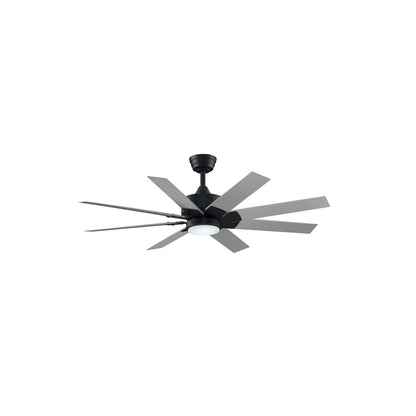 Fanimation Levon Custom 52in 8-Blade Ceiling Fan with LED Light | Black and Brushed Nickel Composite | Covered Patio | Model FPD7912BBL-52BN-LK