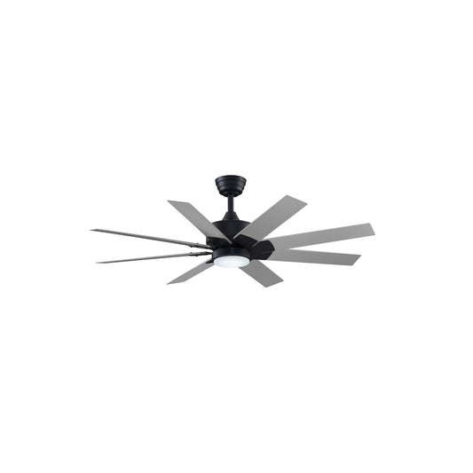 Fanimation Levon Custom 52in 8-Blade Ceiling Fan with LED Light | Black and Brushed Nickel Composite | Covered Patio | Model FPD7912BBL-52BN-LK