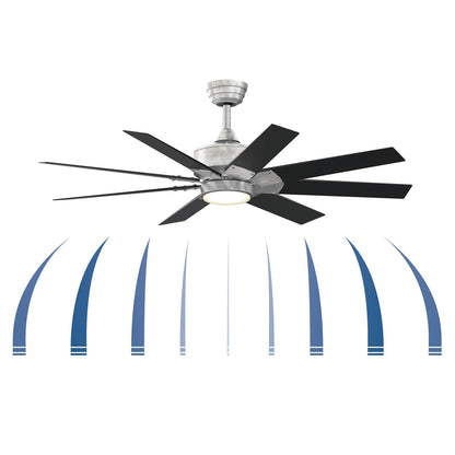 Fanimation Levon Custom 52in 8-Blade Ceiling Fan with LED Light | Black and Brushed Nickel Composite | Covered Patio | Model FPD7912BBL-52BN-LK
