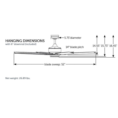 Fanimation Levon Custom 52in 8-Blade Ceiling Fan with LED Light | Black and Brushed Nickel Composite | Covered Patio | Model FPD7912BBL-52BN-LK