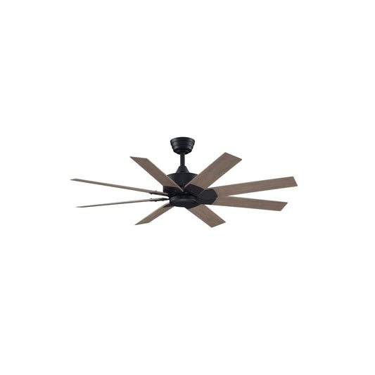 Fanimation Levon Custom 52in 8-Blade Smart Ceiling Fan | Black with Washed Pine Composite Blades | Covered Patio & Sunroom | Model FPD7912BBL-52WP