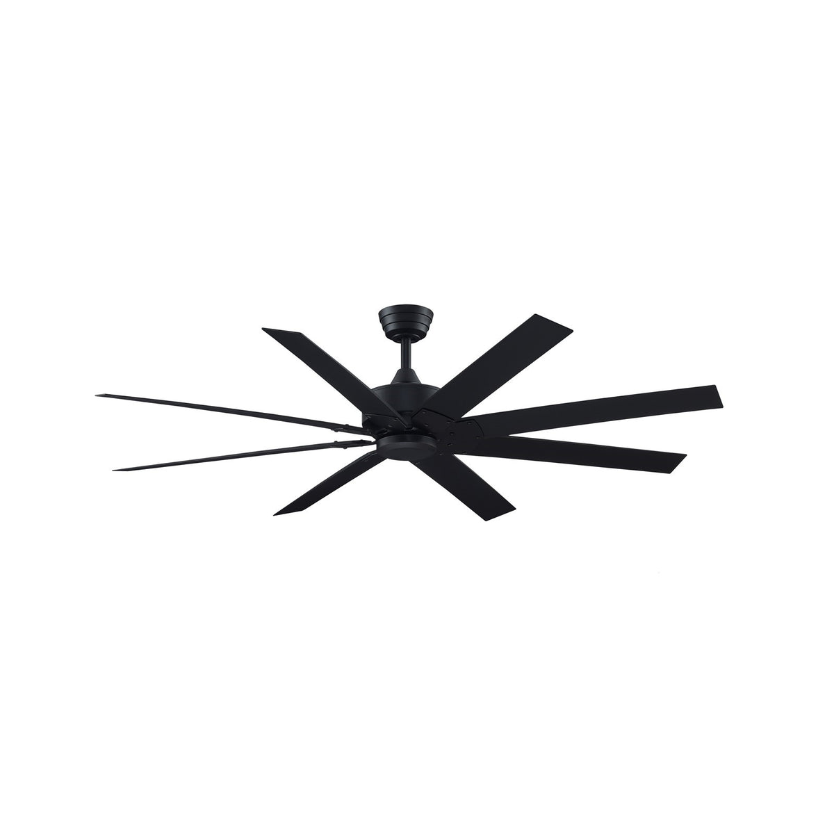 Fanimation Levon Custom 64in 8-Blade Smart Ceiling Fan | Modern Black and Black Composite Blades | Covered Patio & Large | Model FPD7912BBL-64BL