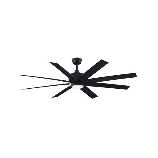 Fanimation Levon Custom 64in 8-Blade Smart Ceiling Fan with LED Light | Modern Black and Black Composite Blades | Covered | Model FPD7912BBL-64BL-LK