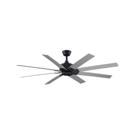 Fanimation Levon Custom 64in 8-Blade Smart Ceiling Fan | Modern Black and Brushed Nickel Composite Blades | Covered Patio | Model FPD7912BBL-64BN