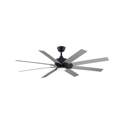 Fanimation Levon Custom 64in 8-Blade Smart Ceiling Fan with LED Light | Modern Black and Brushed Nickel Composite Blades | Model FPD7912BBL-64BN-LK