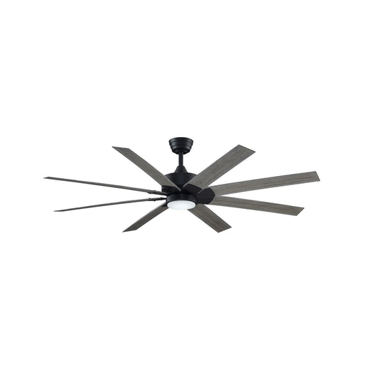 Fanimation Levon Custom 64in 8-Blade Smart Ceiling Fan with LED CCT Select Light Kit | Black and Weathered Wood Composite | Model FPD7912BBL-64WE-LK