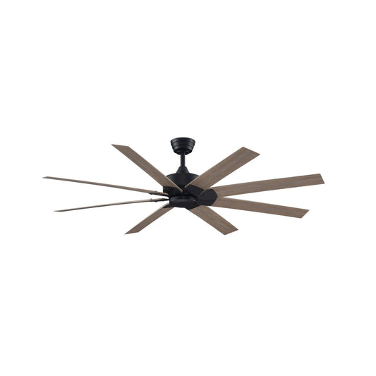 Fanimation Levon Custom 64in 8-Blade Smart Ceiling Fan | Black and Washed Pine Composite | Covered Patio & Sunroom | Model FPD7912BBL-64WP