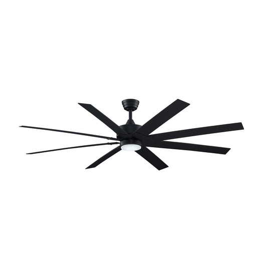 Fanimation Levon Custom 72in 8-Blade Smart Ceiling Fan with LED Light | Black and Black Composite | Covered Patio | Model FPD7912BBL-72BL-LK