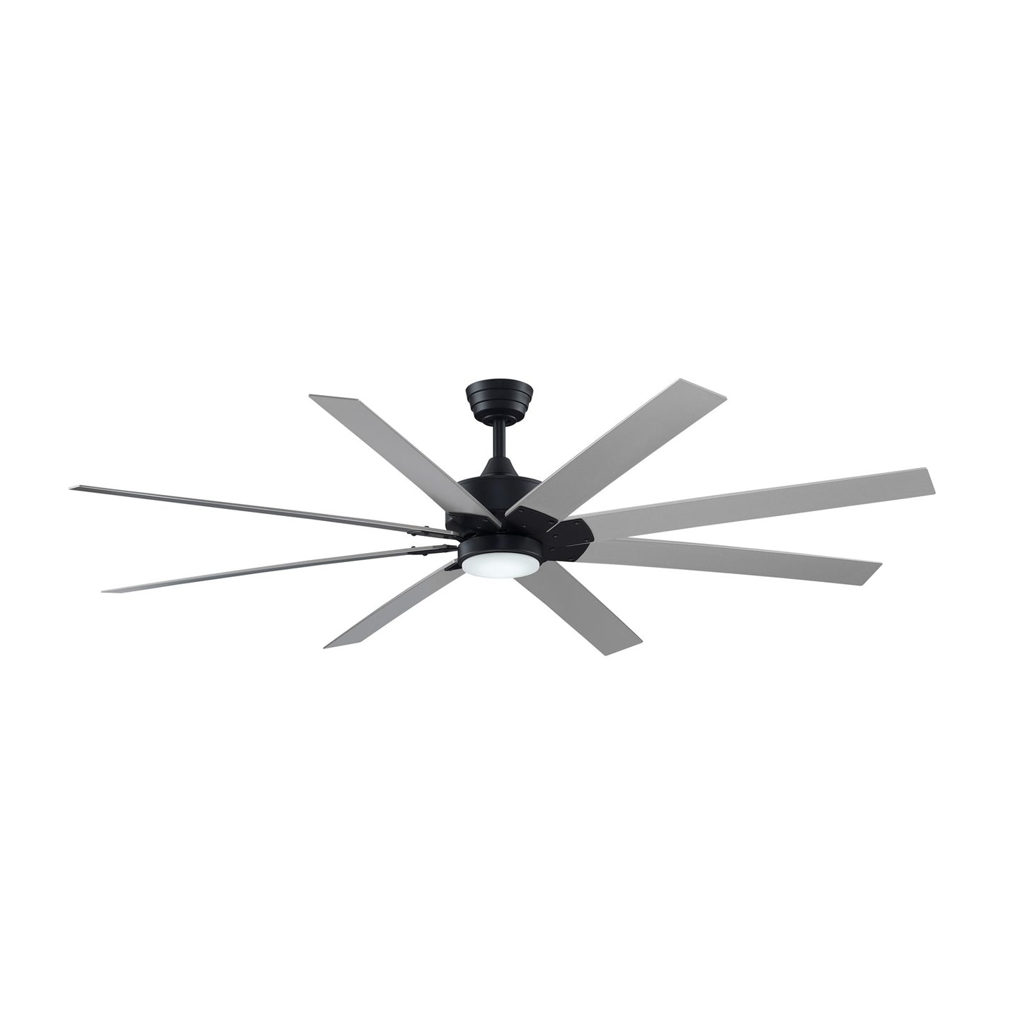 Fanimation Levon Custom 72in 8-Blade Smart Ceiling Fan with LED Light | Black and Brushed Nickel Composite | Covered Patio | Model FPD7912BBL-72BN-LK
